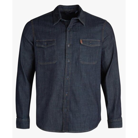 Chaps Mens BIG &TALL 4XB Comfort Stretch Button Denim Shirt Dark Rinse NWT New - Picture 1 of 8